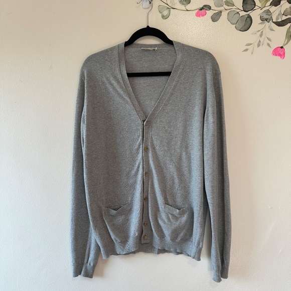 Roberto Collina Gray V-Neck Men's Cardigan, Unisex Style, Size Large - Picture 6 of 9